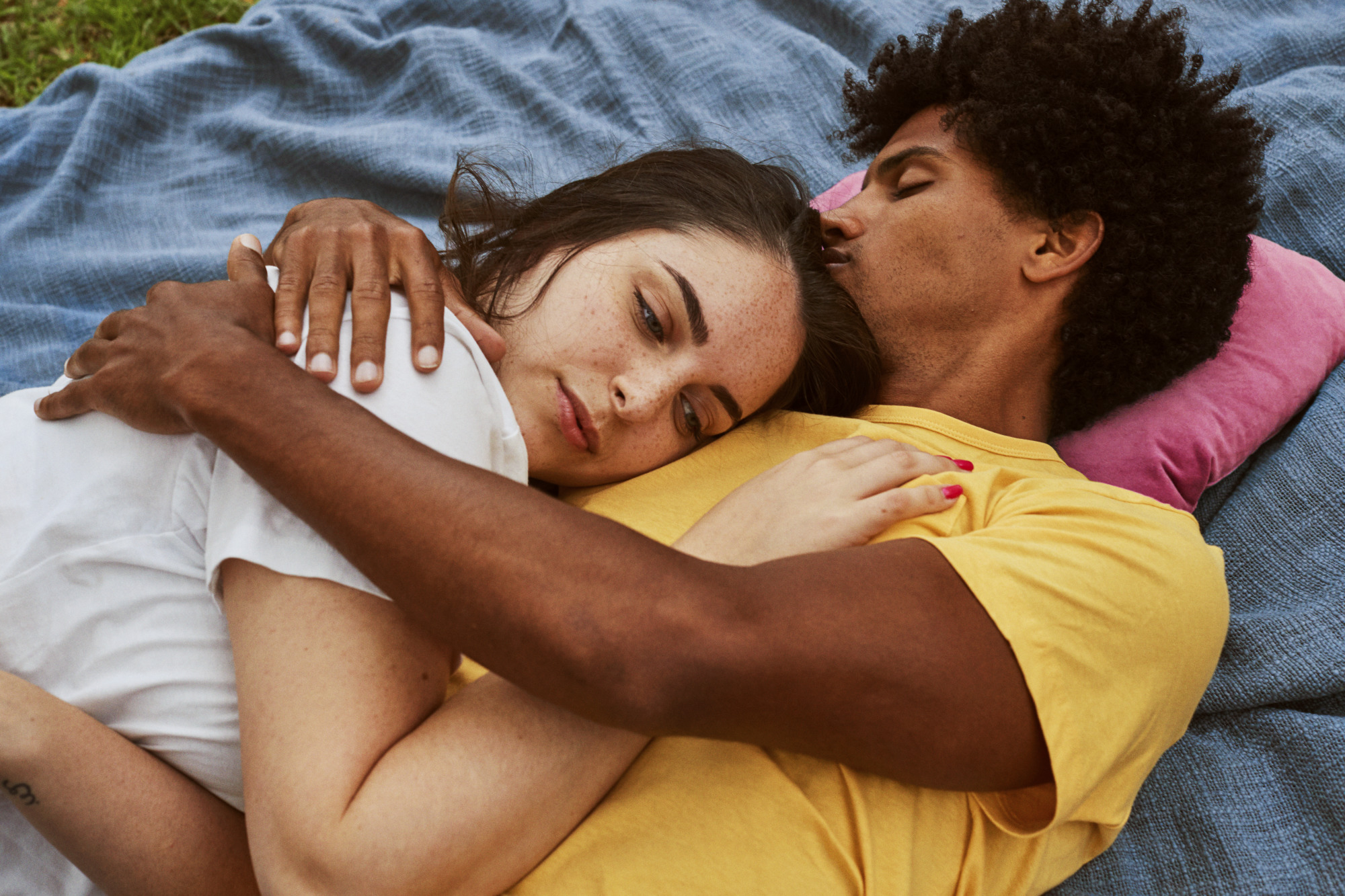 Couple lying in bed